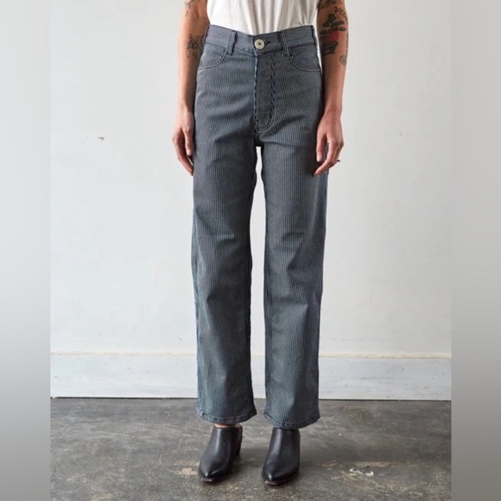 Jesse Kamm Handy Pant, Railroad Stripe Denim Size 6